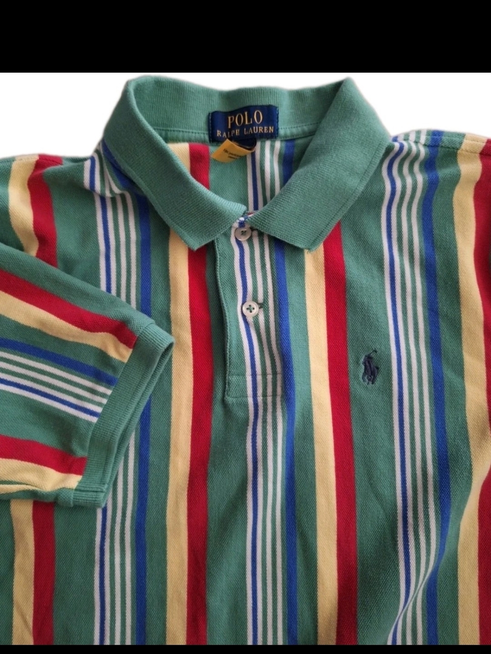 Polo Ralph Lauren Kids L 14/16 Vertical Stripe Mesh Polo Shirt Colorful EUC